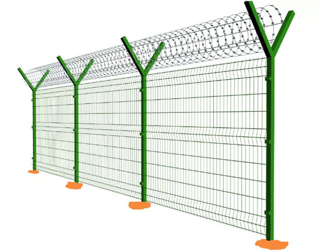 o Pvc de Bto 22 da cerca de segurança do aeroporto 358 do cargo de 50x100mm Y revestiu com o arame farpado da lâmina 1