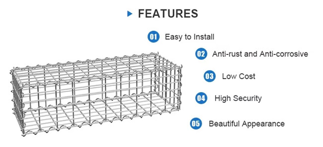 Gabion soldado aço carbono altamente galvanizado para a parede da proteção da indústria da construção civil 0