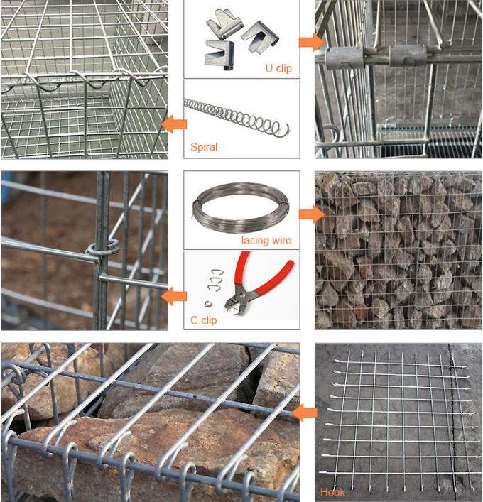 50x50mm Gabion soldado galvanizado mergulhado quente Mesh Baskets Decorative 3.8mm 0