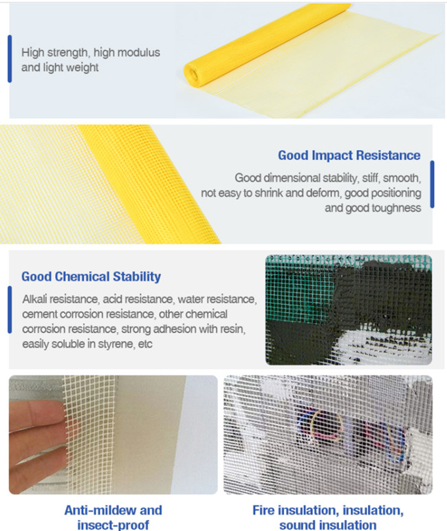 fibra de vidro Mesh Fabric de Mesh For Concrete Countertops 5x5 da fibra de vidro de 120g 4*4 0