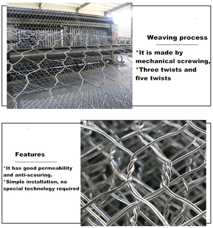 A pedra pesada de Gabion Mesh Baskets 2.8mm do hexágono do zinco encheu o fio Mesh Wall 0