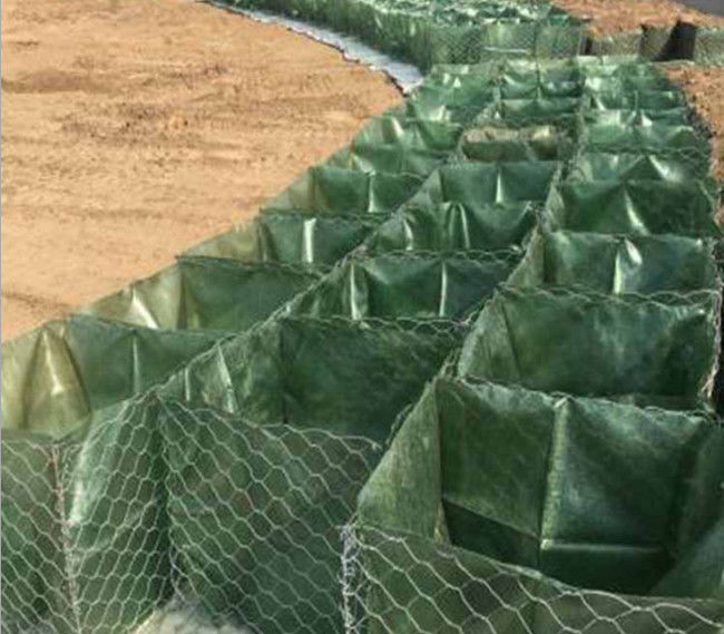Gaiola sextavada da cesta do ISO 80x100mm Gabion do GV com o saco verde de Geotexile 1