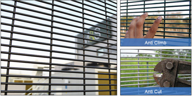 Tipo de Mesh Fence Galvanized Steel Curved da escalada da segurança do verde RAL9005 anti 0