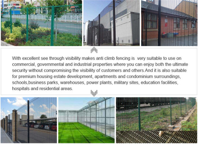 Tipo de Mesh Fence Galvanized Steel Curved da escalada da segurança do verde RAL9005 anti 1