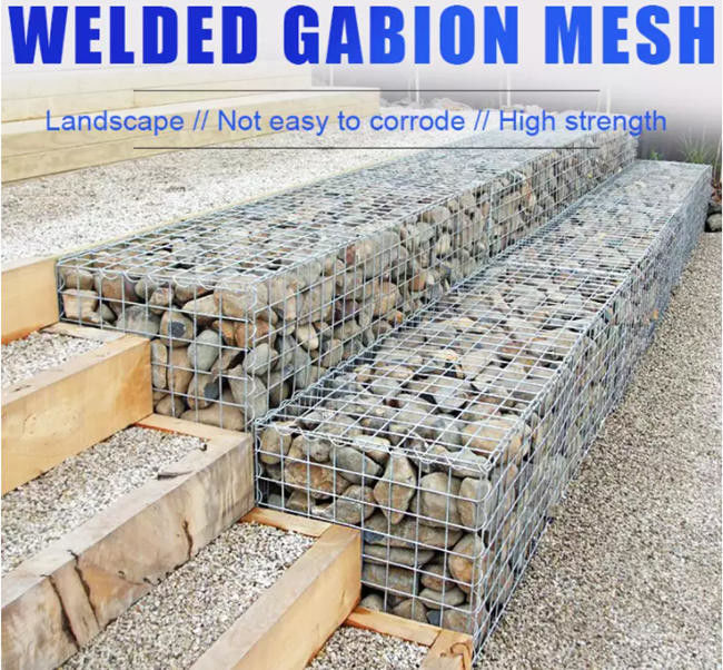 3m x 1m x proteção soldada 1m de Gabion Mesh Galvanized For River Bank 0