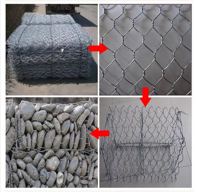 a pedra revestida do controlo de cheias de Gabion da caixa do zinco 270g/M2 encheu 3m x 1m x 0.5m 1