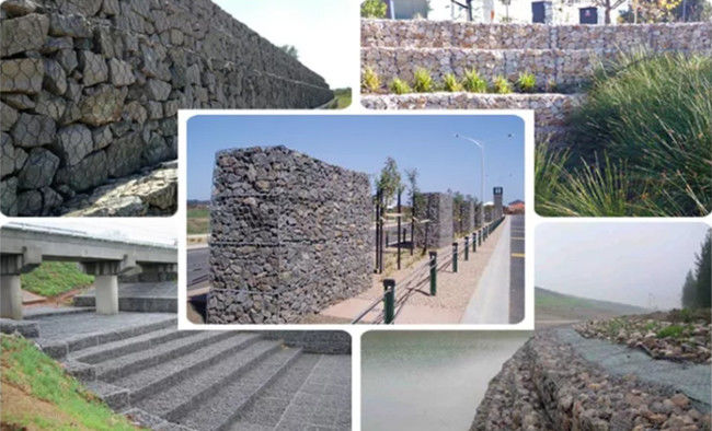 A parede de retenção normal da pedra do tamanho galvanizou a caixa 2m x 1m x 1m de Gabion para a parede de mar Contruction 2