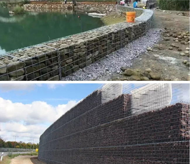 1 x 1 x 1 M Galvanized Gabion Box soldaram as cestas de pedra da rocha para a parede de retenção 1